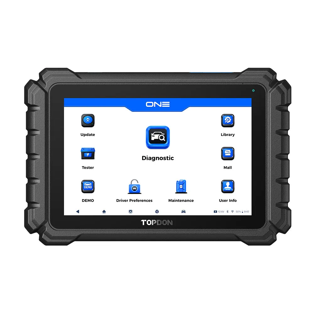 TOPDON ONE 10.1-inch diagnostic tablet showing the main diagnostic menu